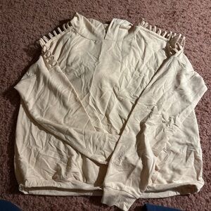 Cream Cutout Shoulder Sweater